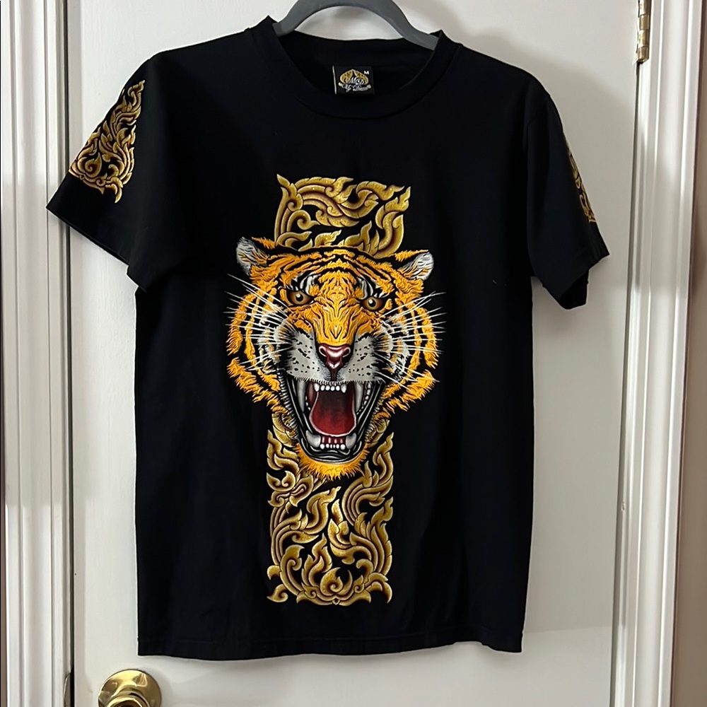 Black T-Shirt with Tiger Graphic